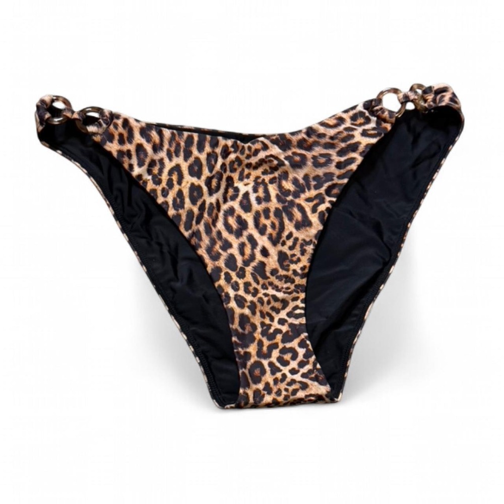 Milly Leopard Print O Ring Bikini Bottoms, Women's‎ Size L